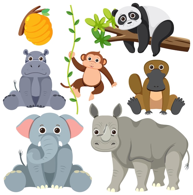 Free vector wild animals cartoon collection