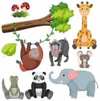 Free vector wild animals cartoon collection