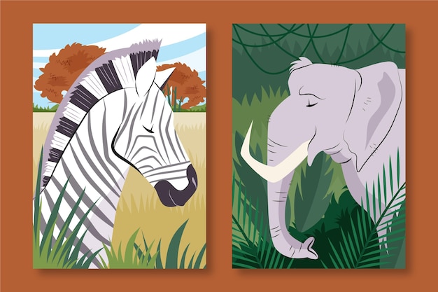 Free Vector wild animals cover collection