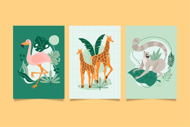 Free vector wild animals covers collection