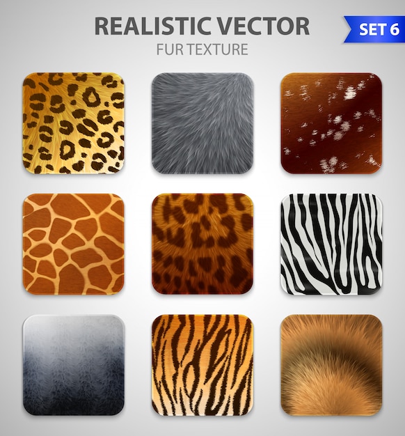 Free Vector wild animals fur texture set