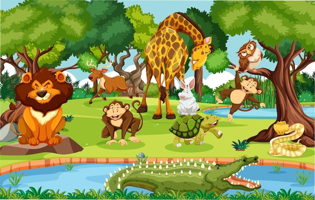 Wild animals in the jungle