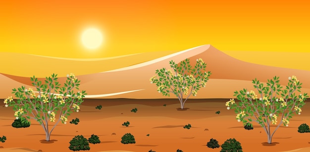 Free Vector wild desert landscape at daytime scene