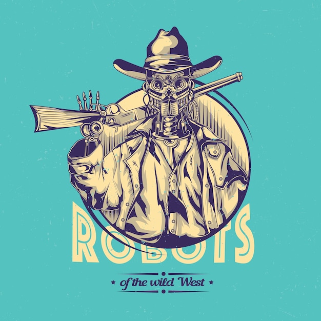 Free vector wild design with illustration of robot cowboy.