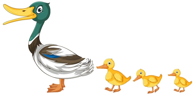 Free Vector a wild duck with duckling