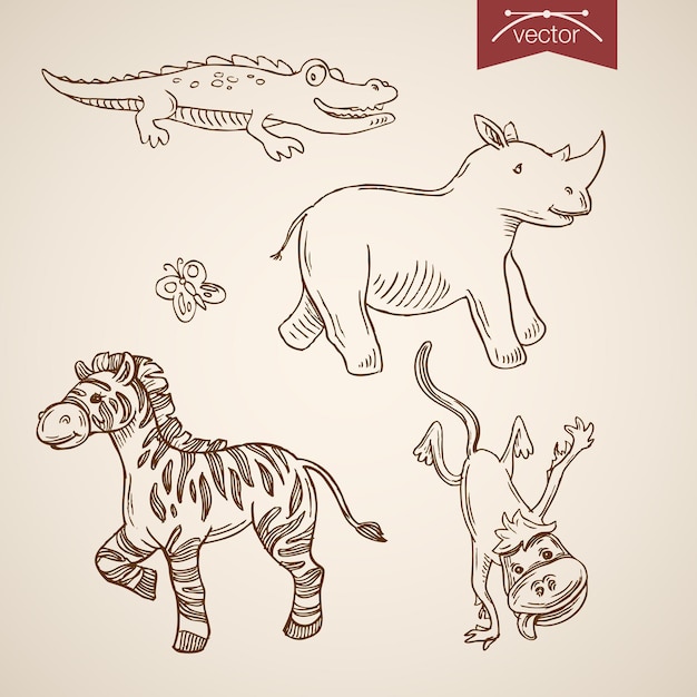 Free Vector wild life zoo friendly funny animal icon set.