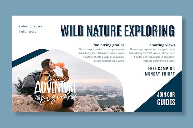 Wild nature exploring banner template