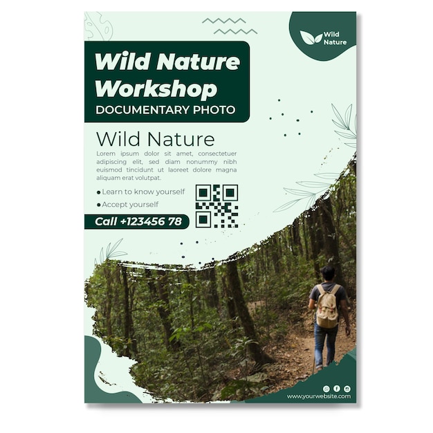 Free Vector wild nature flyer vertical template