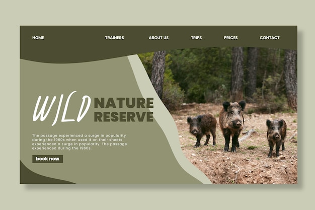 Free Vector wild nature landing page template