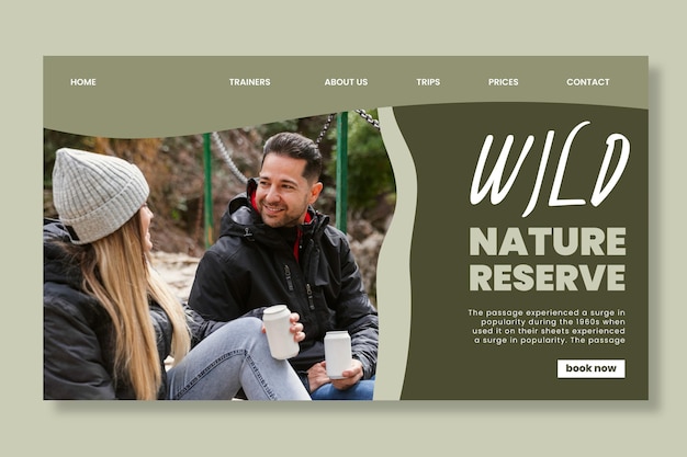 Free Vector wild nature landing page template