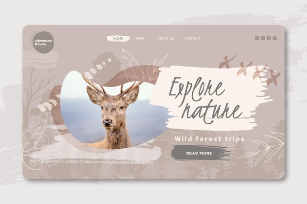 Free Vector wild nature landing page