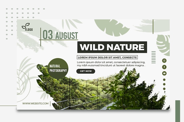 Free Vector wild nature photography banner template