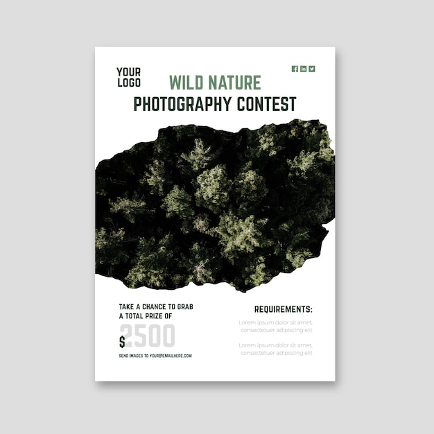 Free Vector wild nature photography contest flyer print template