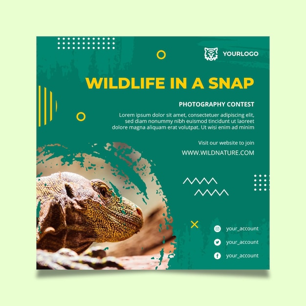 Wild nature square flyer template