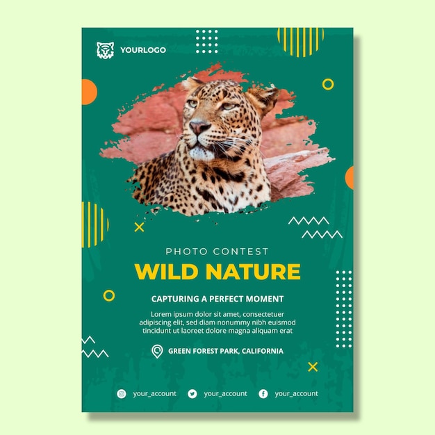 Free Vector wild nature vertical poster template