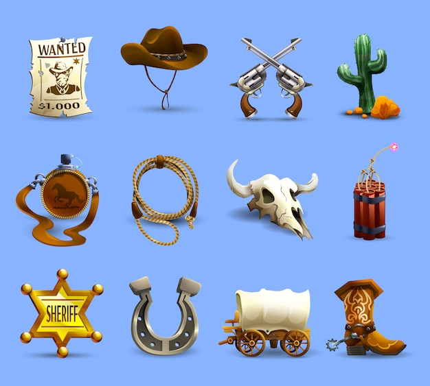  Wild West Icons Set 