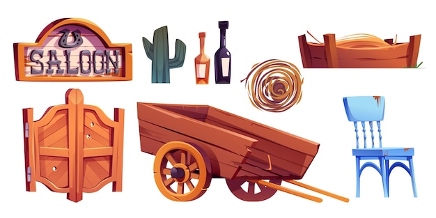 Free Vector wild west saloon elements collection