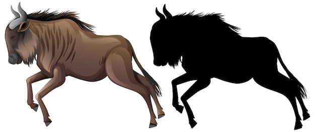 Wildebeest cartoon character set