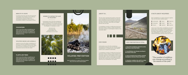 Wildfire prevention brochure template design