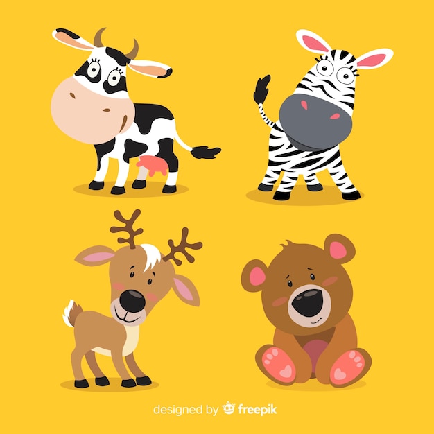 Wildlife cartoon animals collection