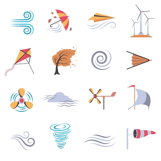 Free Vector wind color flat icons