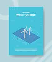 Free vector wind turbine blueprint concept for template banner and flyer with isometric style