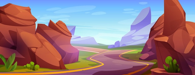 Free Vector winding mountain road perspective