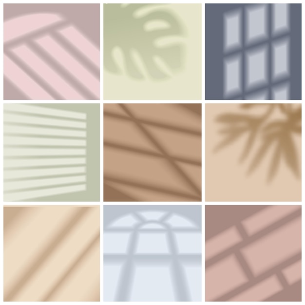 Free Vector window light and shadow bright realistic set isolated vector illustration