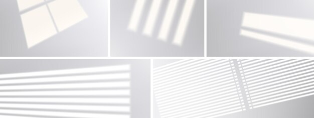 Window shadows on wall floor or ceiling realistic light blinds Overlay effect jalousie shade on white background Soft sunlight in room or office graphic design mockup 3d vector illustration