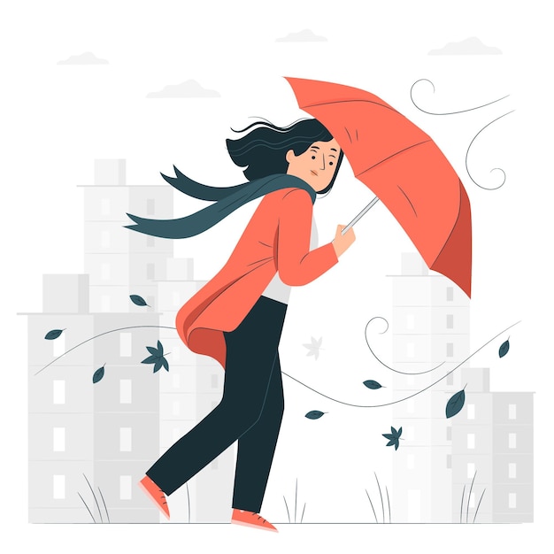 Free vector windy day concept illustration