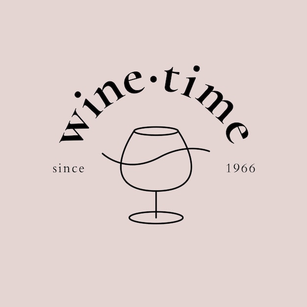 Wine bar logo template with minimal wine glass illustration