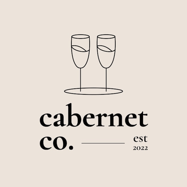 Free Vector wine bar logo template  with minimal wine glass