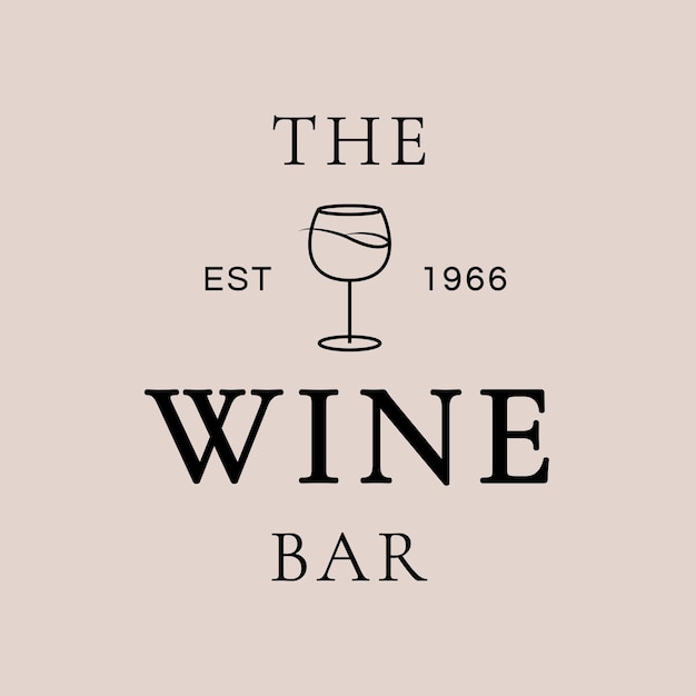 Wine bar logo template  with minimal wine glass