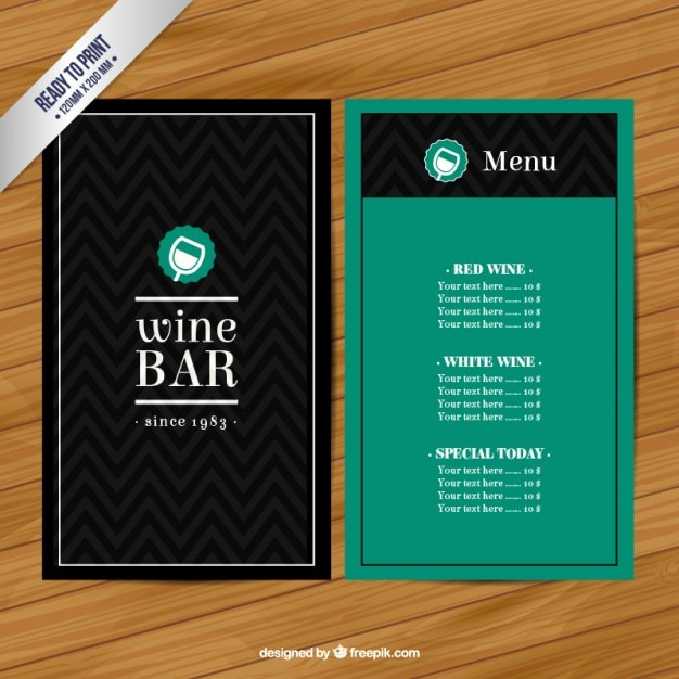 Free vector wine bar menu