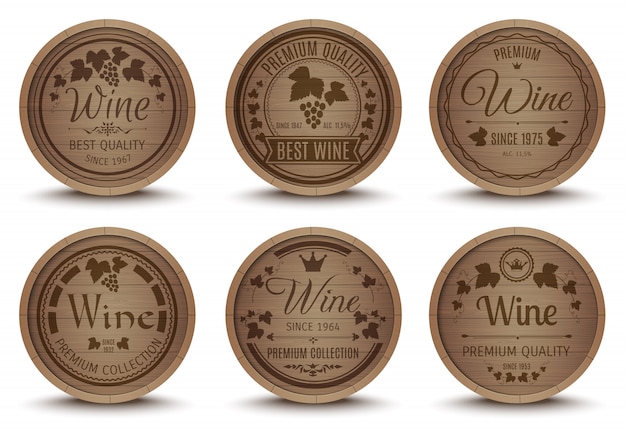 Free vector wine barrels icons set