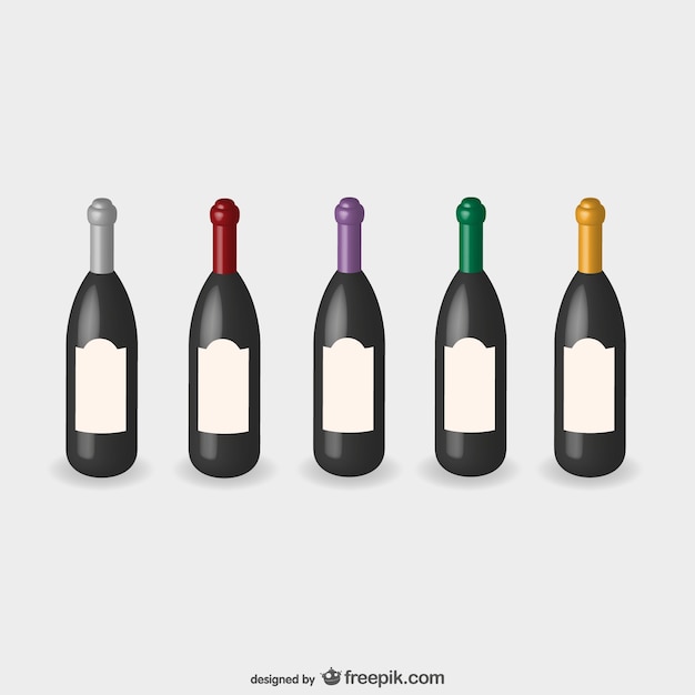 Free vector wine bottles mockup