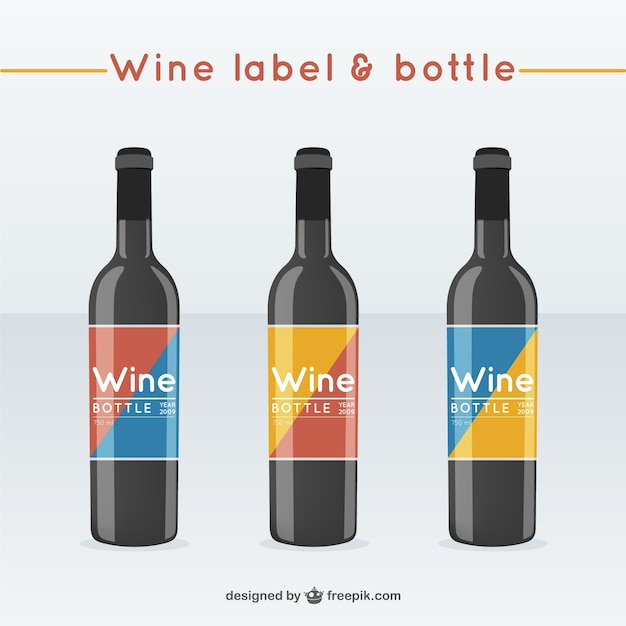 Wine bottles with labels