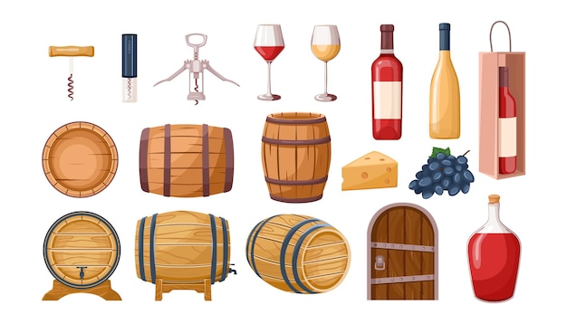 Free Vector wine cellar interior elements vector illustrations set