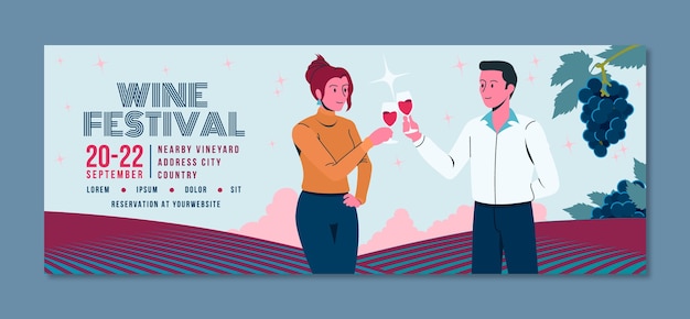 Free Vector wine festival  facebook cover template