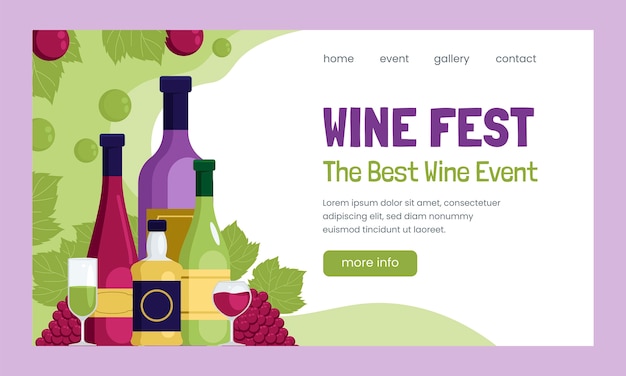 Free vector wine festival  landing page template