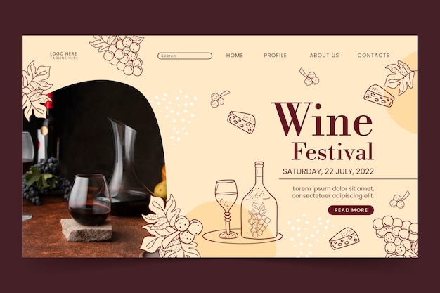 Free Vector wine festival  landing page template