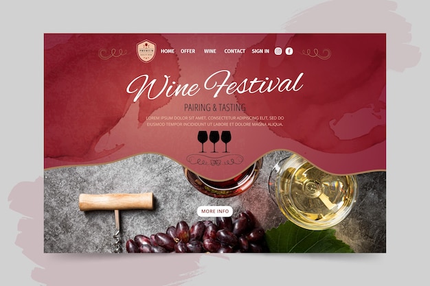 Free Vector wine festival landing page