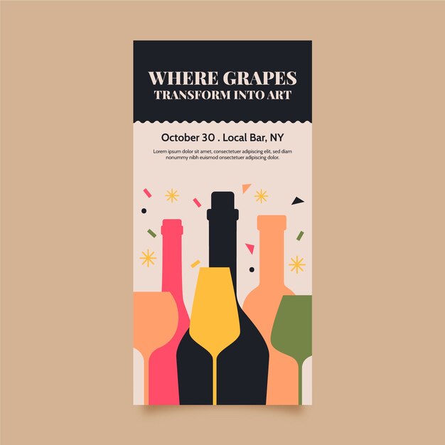 Wine festival vertical banner template