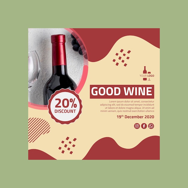 Free Vector wine flyer square template