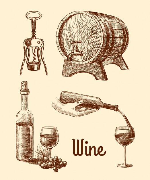 Wine, hand drawn