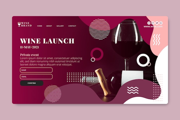 Free vector wine launch landing page template