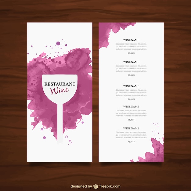 Free vector wine list template