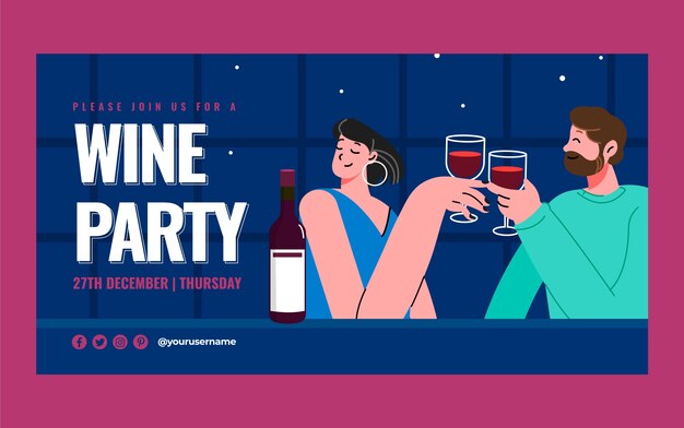 Wine party facebook post template