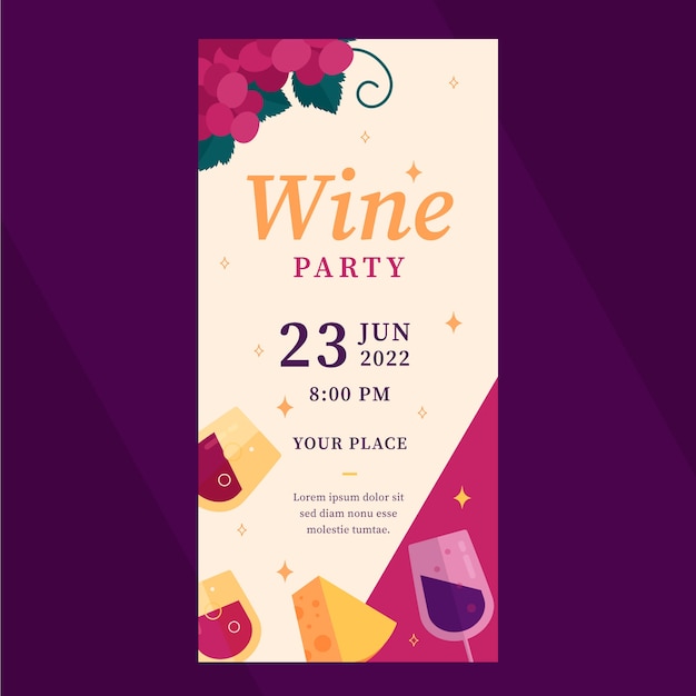 Wine party flat celebration pack vertical banner