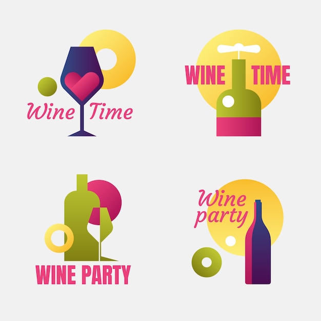 Wine party gradient label or badge